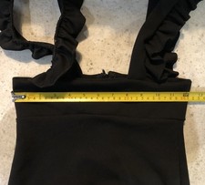 Little Black Pencil Dress Uk6 Mini Stretch Fabric Ruched Strap Zip by Rebellious