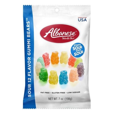 World's Best Sour Gummy Bears - 12 Unique Flavors, Gluten & Fat Free, 7oz