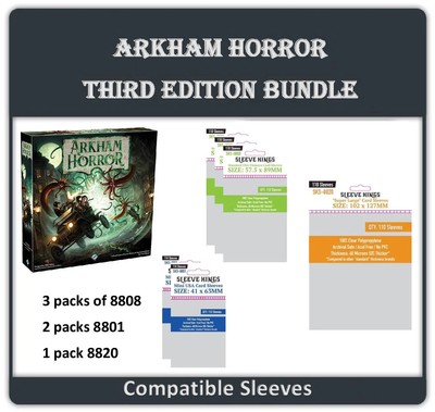 ''Arkham Horror'' (Third Edition) Compatible Sleeve Bundle (8801 X 2 + 8808 X 3 +