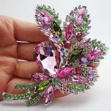 Elegant colorful crystal Rhinestone flower leaf brooch pin Pendant