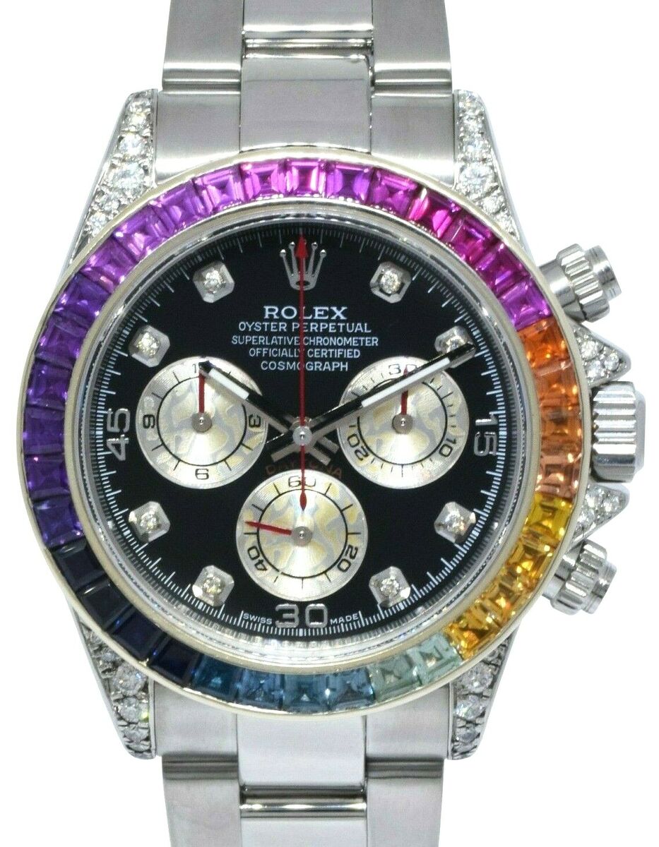 Rolex Daytona Chronograph Steel Rainbow Diamond 40mm Watch P Rolex Daytona Chronograph Steel Rainbow Diamond 40mm Watch P