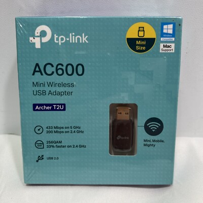 TP-LINK ARCHERT2U 433Mbps Mini Wireless Dual Band USB Adapter, AC600 ~NEW SEALED