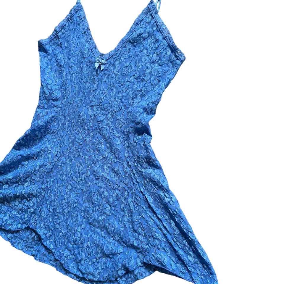 Shirley of Hollywood Blue Lace Slip Dress Lingerie Women’s Size Large - Image 3 of 4