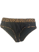 Leopard Print/ Black Mid Rise Bathing Suit Bottom XL Z13 