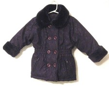 Rothschild Coat Girls Size 2 Purple Faux Fur Collar and Cuffs Pockets Washable