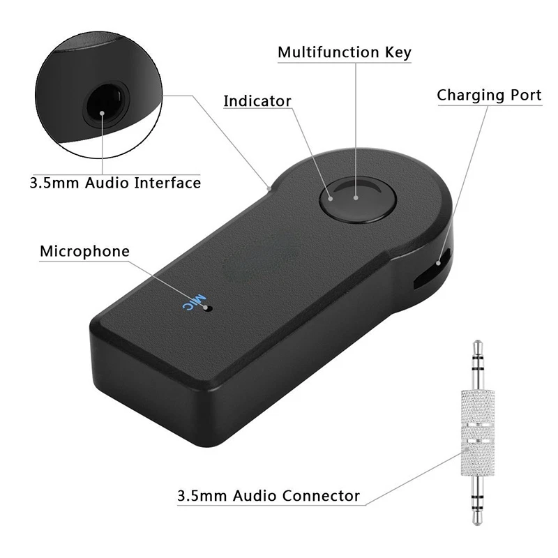 WIRELESS BLUETOOTH 3.5MM AUX AUDIO STEREO MUSIC HOME CAR RECEIVER ADAPTER  - Image 3 of 4