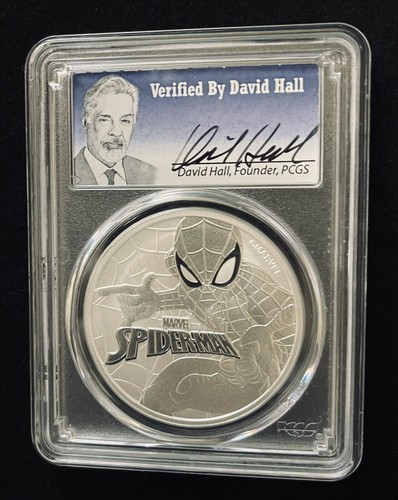 2017  SPIDER MAN 1 OZ SILVER PCGS MS70 Spiderman Verified By David Hall