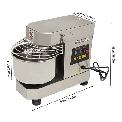 2.6 Gal Dough Kneader 750W Spiral Mixer 110V Stainless Steel