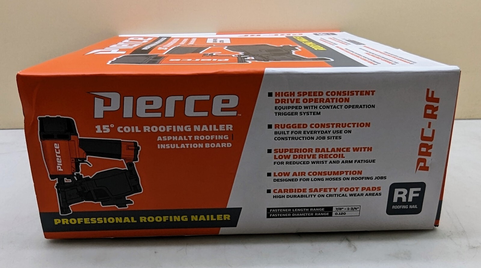 Pierce PRCRF 15 degree Heavy Duty Coil Roofing Nailer 64254 New
