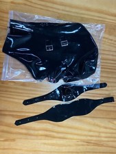 Latex Rubber Hood with Removable Eyes and Mouth Mask Open Eyes Mouth Back Zipper