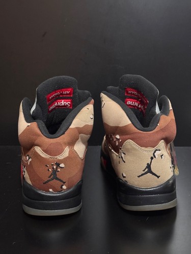 Supreme x Nike Air Jordan V 5 Desert Camo - Size 11M 824371-201 - Picture 7 of 11