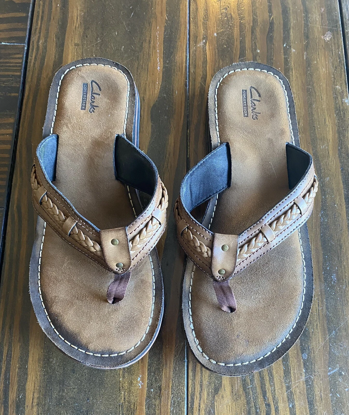 Clarks Collection sandali infradito infradito pelle marrone donna taglia 9M