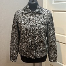Chico s Animal-Print Velveteen Jacket Size 0 / US 4 Gray / Black