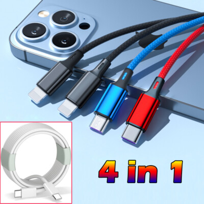 4 in 1 Multi USB Charging Cable Fast Charger Cord For iPhone/Type C/Micro -2025