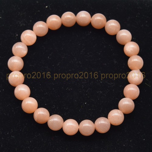 Echter Natürlicher Orange Mondstein 6/8/10 mm Rund Edelstein Perlen Stretch Armband - Bild 5 von 14