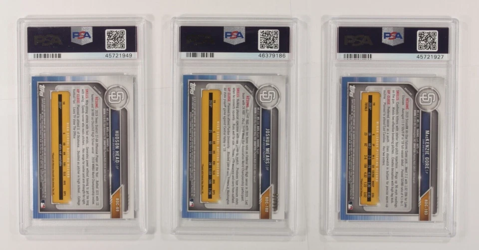 Lot Of 3 PSA 10 2019 Bowman Chrome Draft Sapphire Edition Head, Mears, Gore - Image 2 of 3