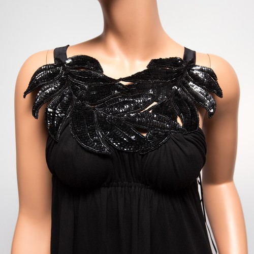 NWT Ingwa Melero Black Sequined Jersey Cleo Mini Dress 31 JCM $220 Small - Picture 2 of 7