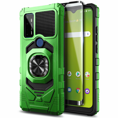 For Cricket Dream 5G/AT&T Radiant Max 5G, Ring Stand Phone Case + Tempered Glass