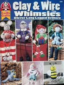 Clay & Wire Whimsies Clever Long Legged Critters Polymer Fisherman Grandma Dog 