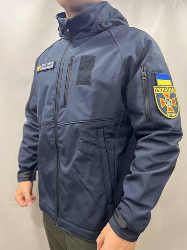 Demi-season jacket Soft Shell blue 4.5.0, a set of chevrons as a giftsize, 46-60 - Picture 2 of 9