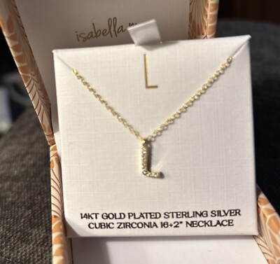 Isabella m 14KT Gold Plated .925 SS Initial “L” Necklace~16+2~New