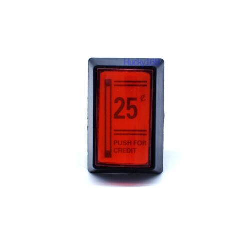 25 Cent Push for Credit Arcade LED Button Push Red Rectangle DIY Machine 12V New - Picture 4 of 10