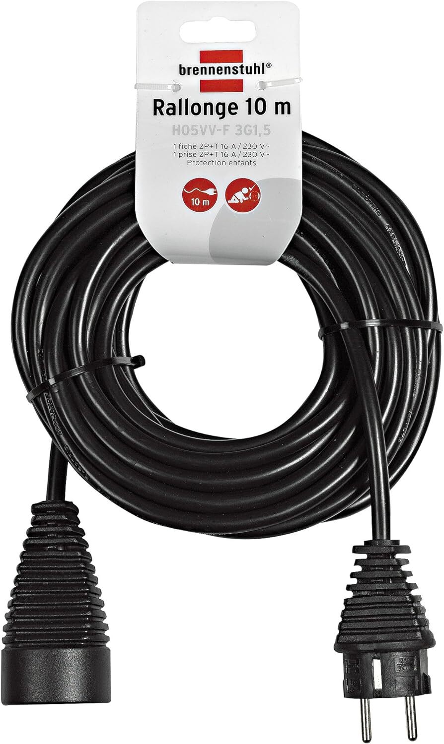 Brennenstuhl 1165461 - Prolunga elettrica da 10 m, H05VV-F 3G1,5, colore 10 m