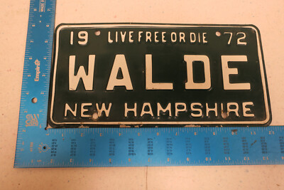 1972 72 NEW HAMPSHIRE NH LICENSE PLATE TAG VANITY # WALDE AUSTRAILIAN PAINTER