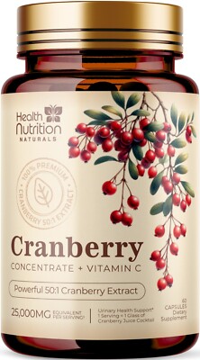 Cranberry Pills 50:1 Concentrate Extract Vitamin C 25,000mg High Potency Formula