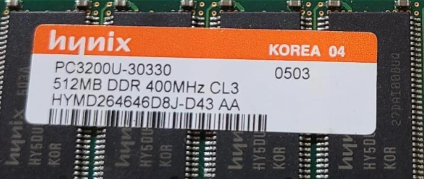 Hynix HYMD264646D8J-D43 AA 512MB DDR 400Mhz CL3 PC3200U-30330 Memory Module - Image 2 of 3