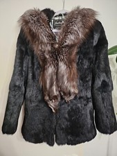 Real Mink Fur Black Coat Lady's - Size 14