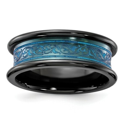*BRAND NEW* Chisel Titanium Black Ti Concave Anodized Green 8mm Band TB410-11.5