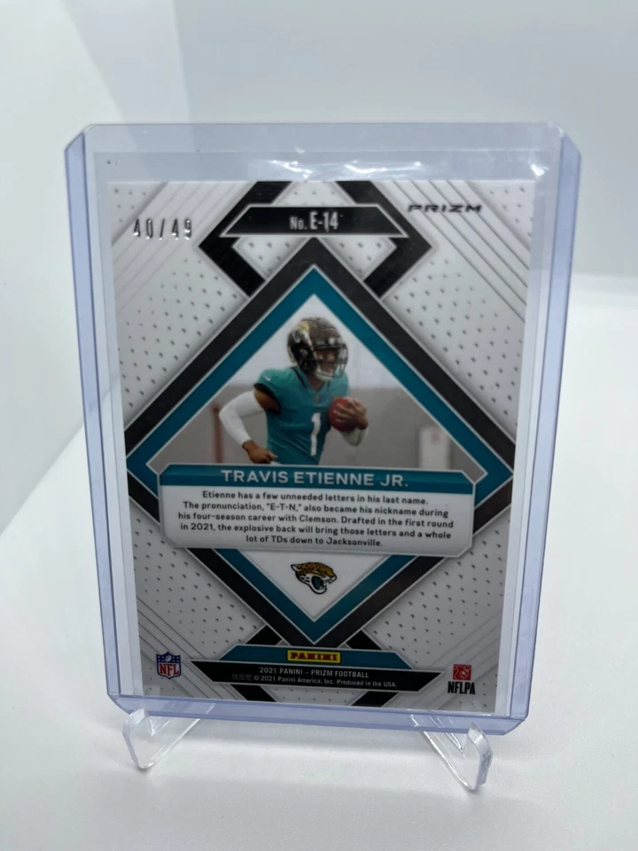 2021 Panini Prizm Emergent Purple Power /49 Travis Etienne Jr #E-14 Rookie RC SP - Image 2 of 2