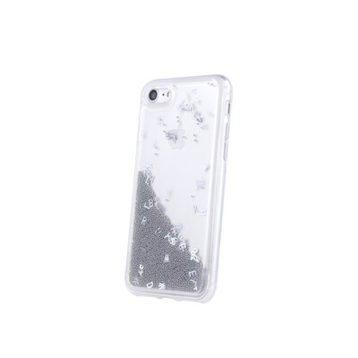 APPLE IPHONE X Glänzend LETTERS Handy Tasche Etui Back Case Hülle Liquid SILBER