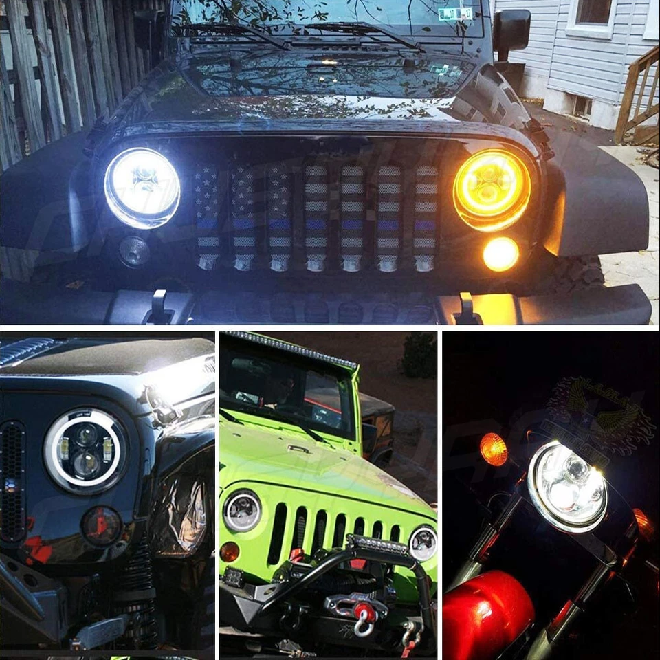 Par de faros LED DRL de 7 pulgadas para camioneta Chevrolet C10 C20 Dodge Bertone X 1/9 Foto 3 de 4