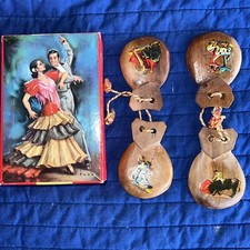 VINTAGE WOODEN CASTANETS IN BOX SET Of 2