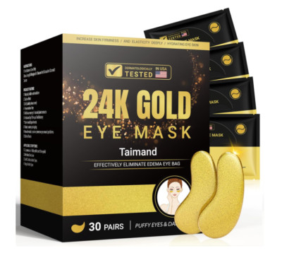 Under Eye Patches (30 Pairs), 24K Gold Under Eye Mask for Puffy Eyes, Dark Circ