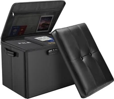 Fireproof Waterproof Storage Ottoman with Lock, 17 Inches Foot Stool