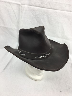 HH Henschel Hat Outback Brown Western Leather Cowboy Hat  display picture 3