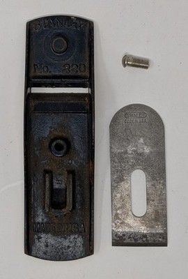 Original Stanley No 220 Block Plane Body Frame + Lever Cap Screw + Blade Vintage
