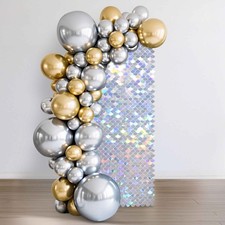12 Pcs Mermaid Shimmer Wall Backdrop Panel Iridescent Silver Sequin Party 3x4 Ft