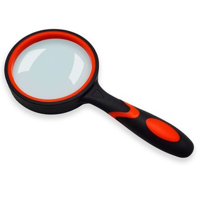 Lupe 5-fach Vergrößerung 65 mm Echtglas Linse Bruchsicher Gummiert Handlich 