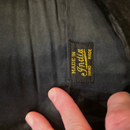 Borsa da sera vintage ricamata nera oro floreale India fatta a mano art deco glam - Foto 4 di 8