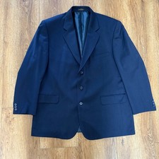 Franco Uomo Mens Size 46R Navy Blue 100 Wool 3 Button Blazer Sport Coat Jacket