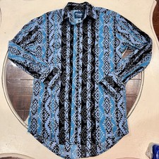 Wrangler Checotah Southwestern Aztec Western Black Pearl-Snap Shirt Men  s Medium
