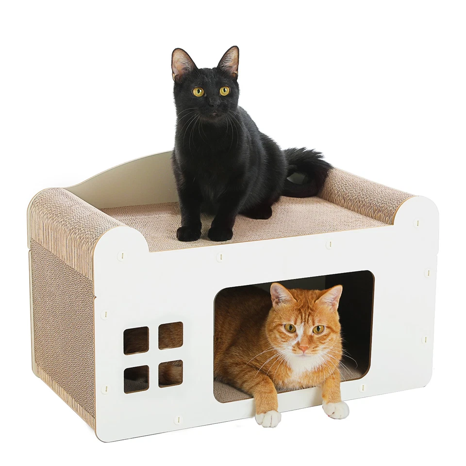 PAWZ Road Cat Scratching Board Cardboard 2-in-1 Scratcher Bed and House Pad Toys - Image 2 of 4