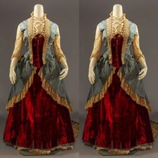 1880s Reception Dress Victorian Court Queen Rococo Bustle Dinner Walking Costume