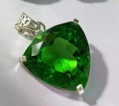 Gravitygems Grüner Topas 90 Ct Trillion Anhänger 925 Sterlingsilber Ketten Charm