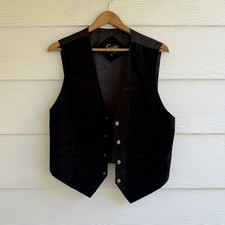 Scully Button-Front V-Neck Vest Lined w/ Pockets Black M Suede