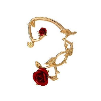 1Pcs Rose Flower Ear Crawler Climber Stud Earrings for Women Leaf Ear Cuff Elf C